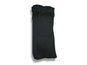 Ani Strapless Black Midi Dress w/ Crystal Waistline Size Large NWT